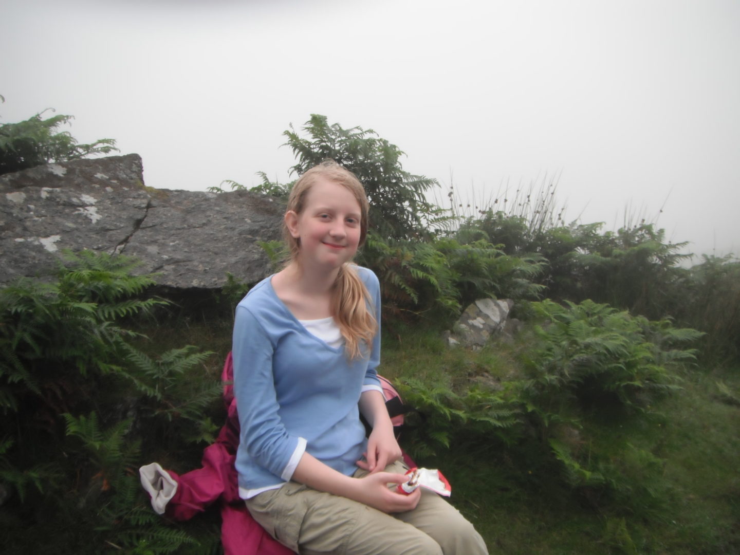 Xene resting during her climb of Mount Snowdon