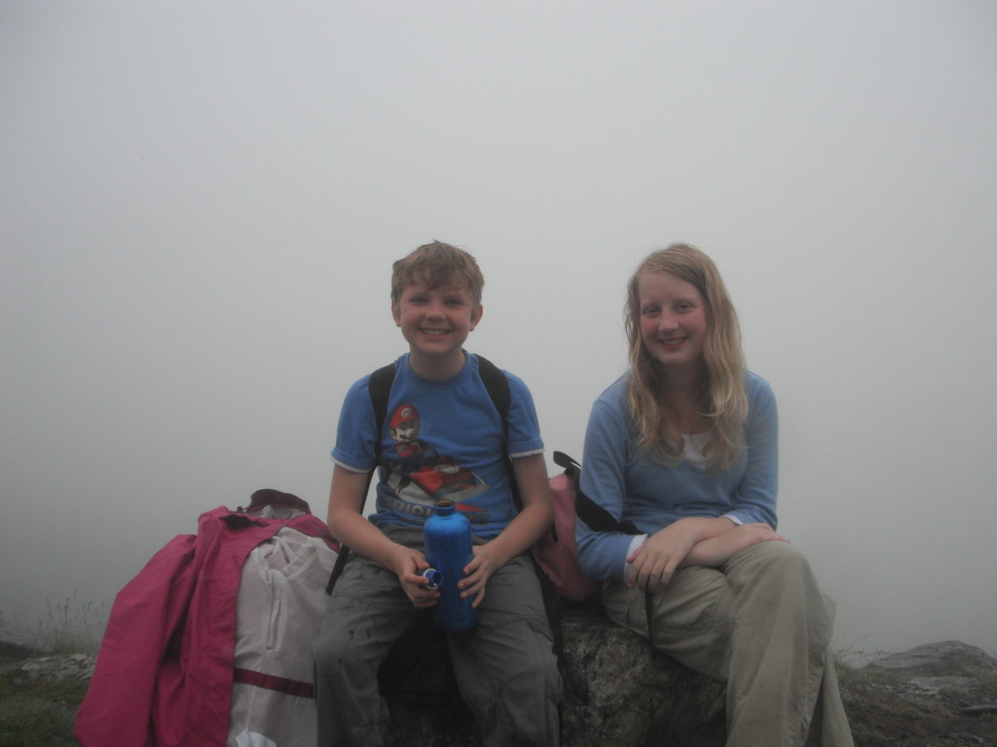 Xene and Lochlan taking another rest during their Mount Snowdon climb