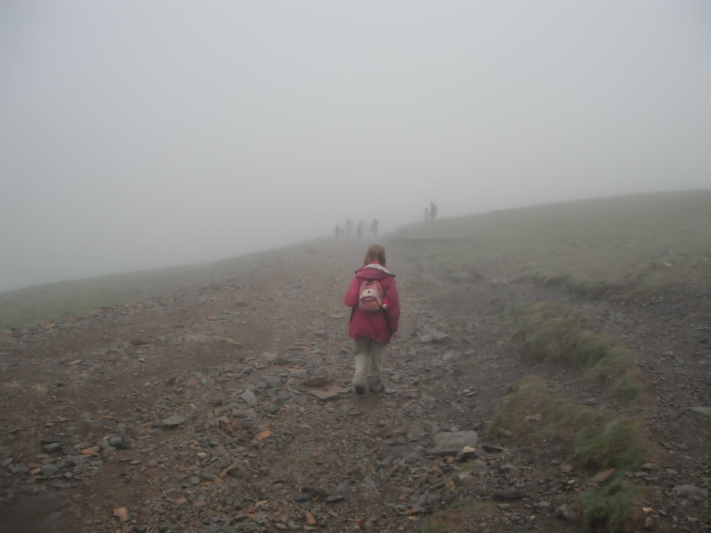 Xene descending Mount Snowdon with the promise of an ice cream at the bottom