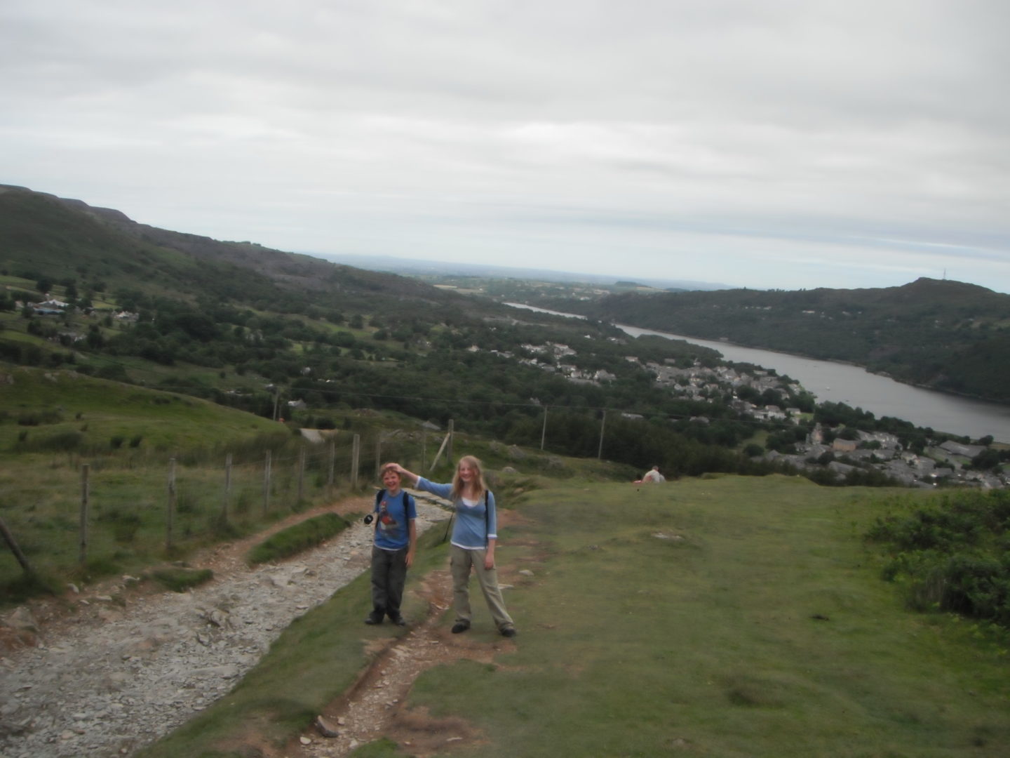 Xene and Lochlan at in Llanberis at the bottom of Mount Snowdon