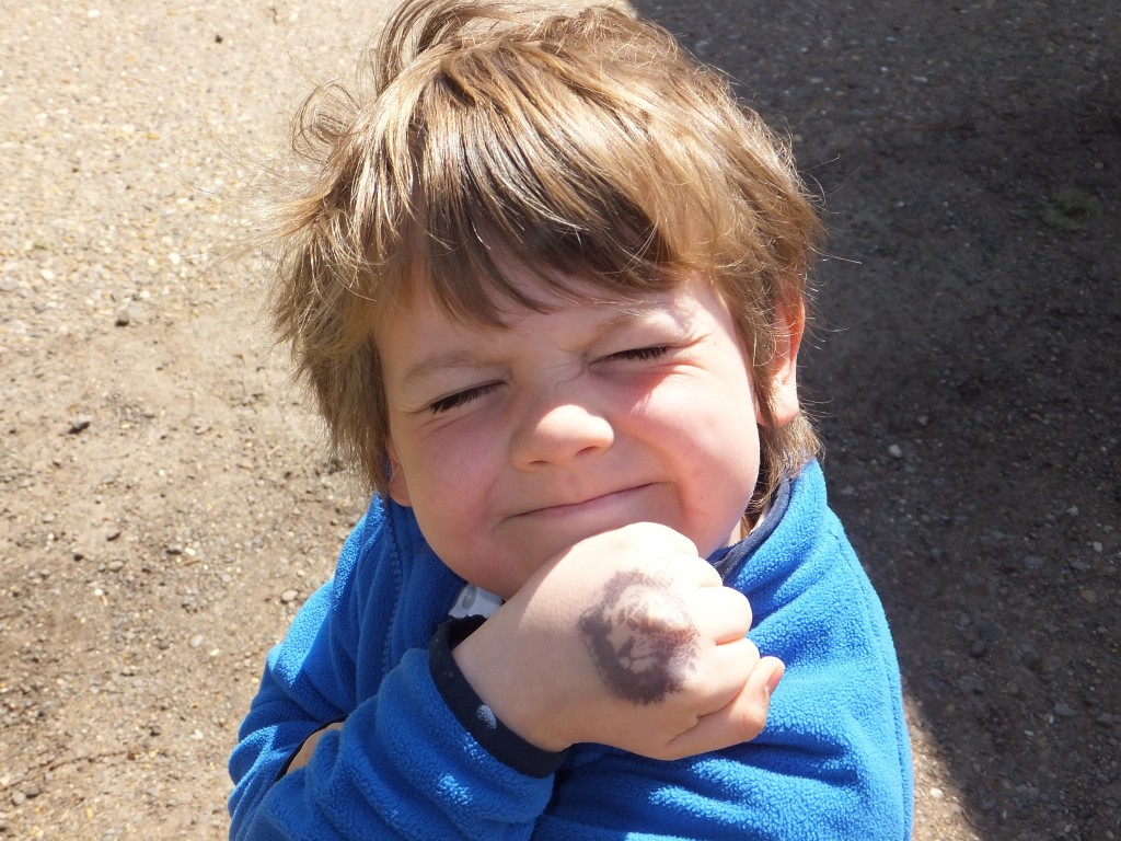 Kaide getting a stamp on his hand at Africa Alive