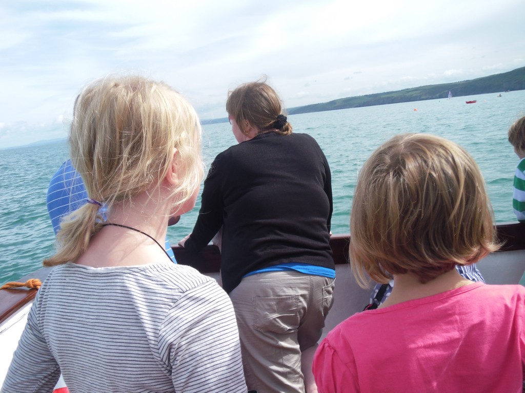 Neva and Xene on a boat in Wales