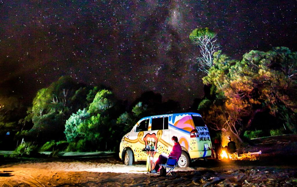 Campervan under the stars in Tasmania