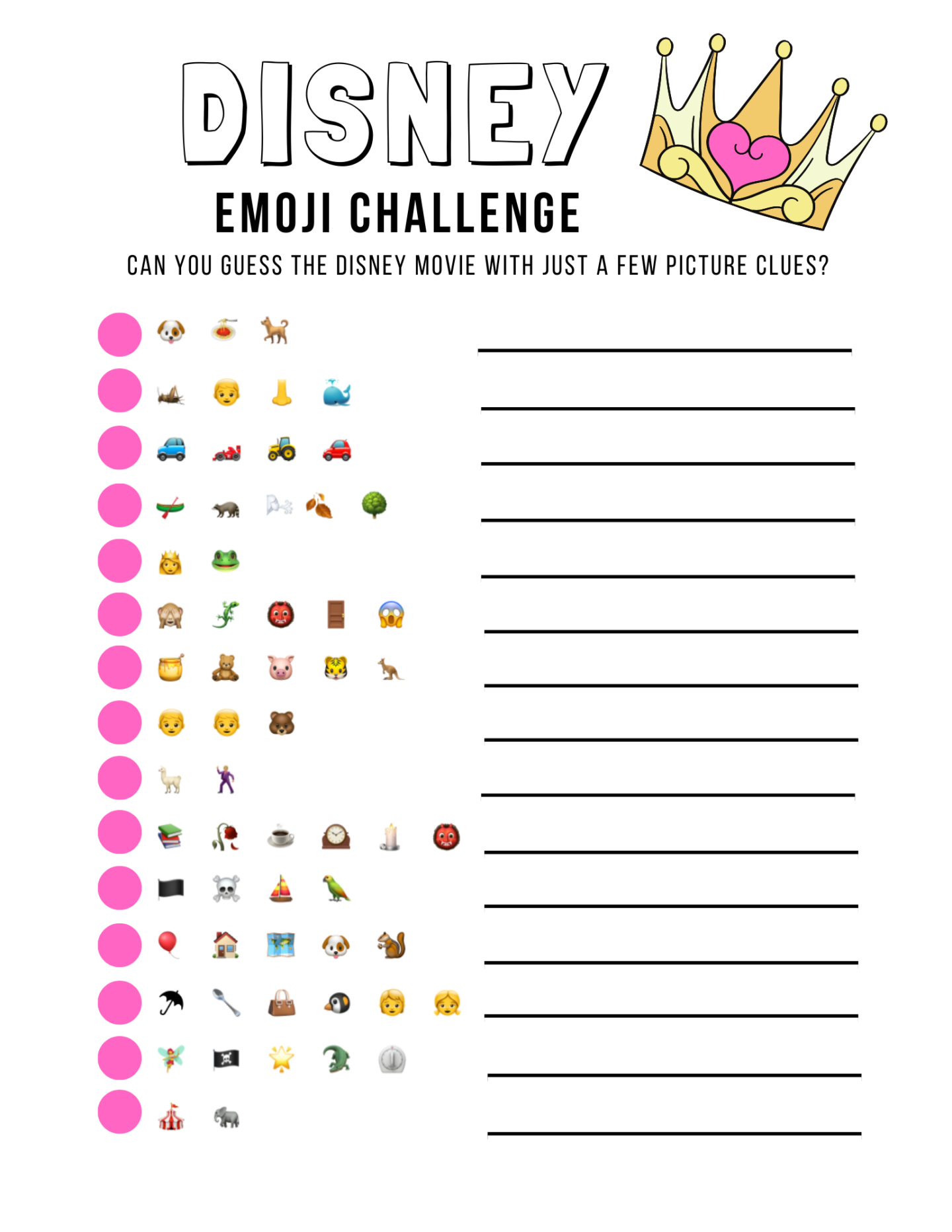 Disney Emoji Challenge Game