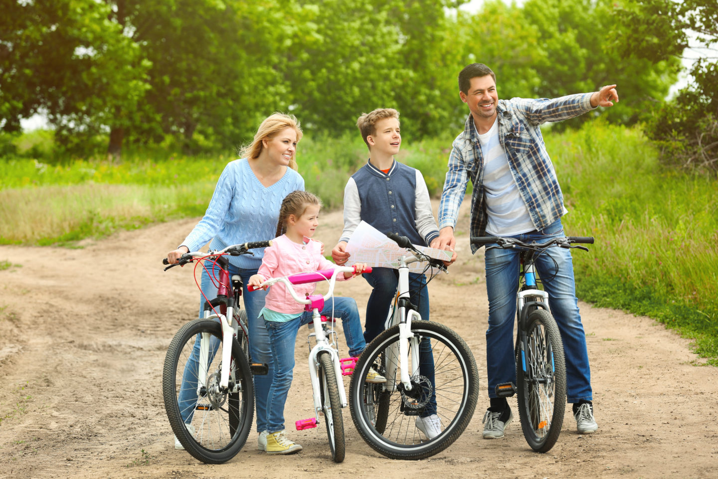 kids outdoor activities family bike ride